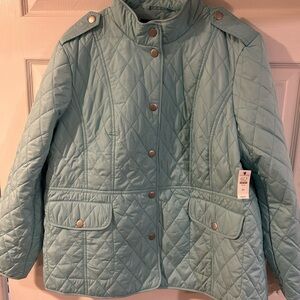 Talbots Quilted Puffer Jacket in Soft Blue